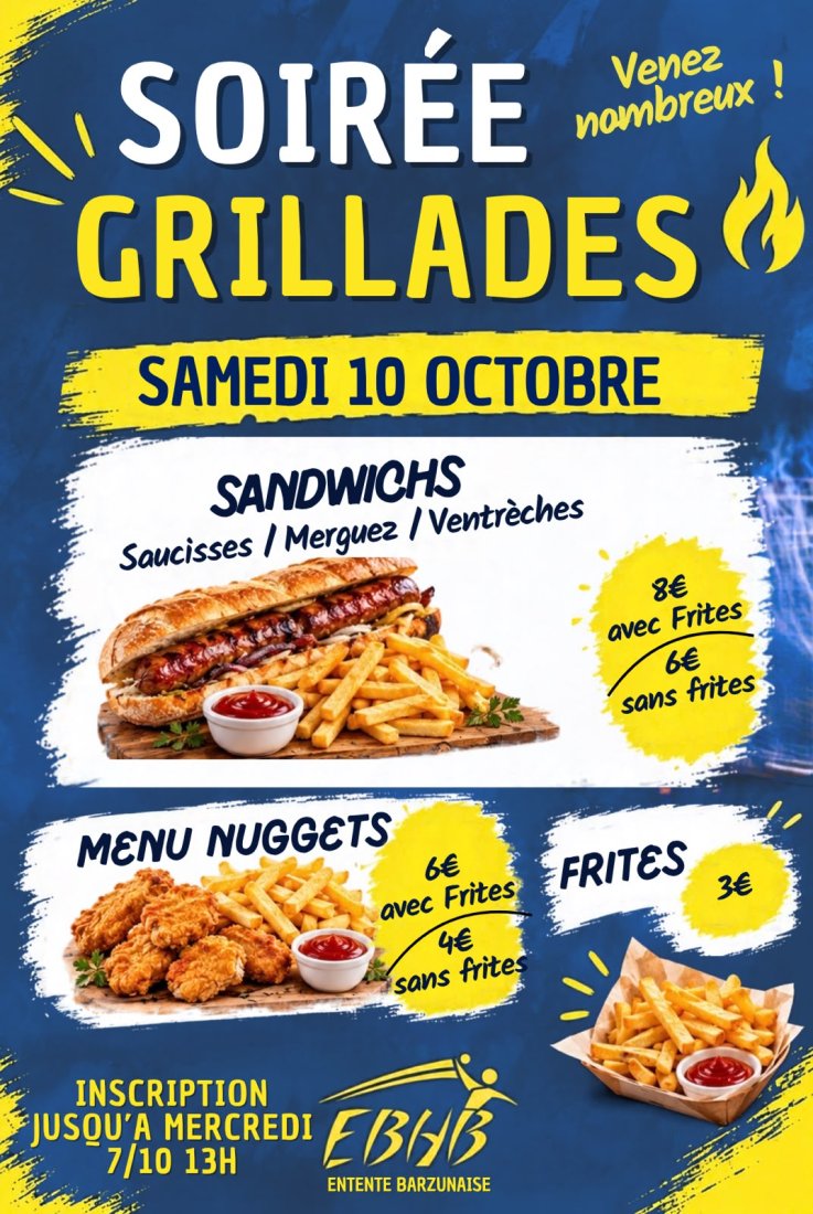 SOIREE GRILLADES - SAMEDI 10/10/2026